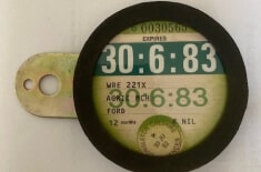 Original tax disc for a Ford 4610 tractor