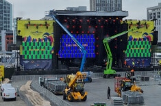 ASHBROOK plant and access hire supports with the stage assembly at Eurovision.